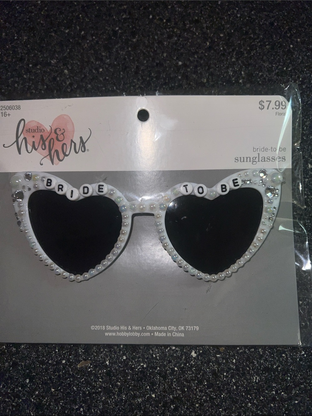 Studio His & Hers Bride-to-Be Heart Sunglasses in White